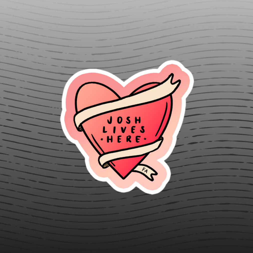 💜 Josh Lives Here Sticker – The Faith Adjacent Shop